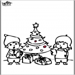 Christmas coloring pages - Prickingcard Christmas tree 4