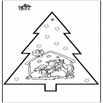 Christmas coloring pages - Prickingcard crib 2