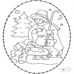 Christmas coloring pages - Prickingcard crib