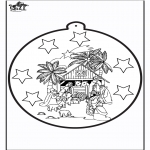 Christmas coloring pages - Prickingcard Joseph and Maria