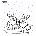 Winter coloring pages - Rabbits