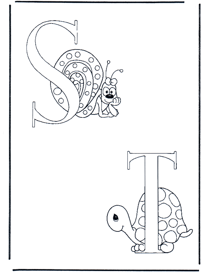 S and T - Alphabeth coloring pages