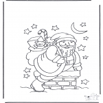 Christmas coloring pages - Santa Claus in chimney