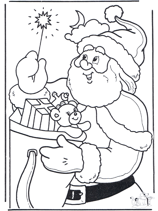 Santa Claus with staff - Coloring pages Christmas