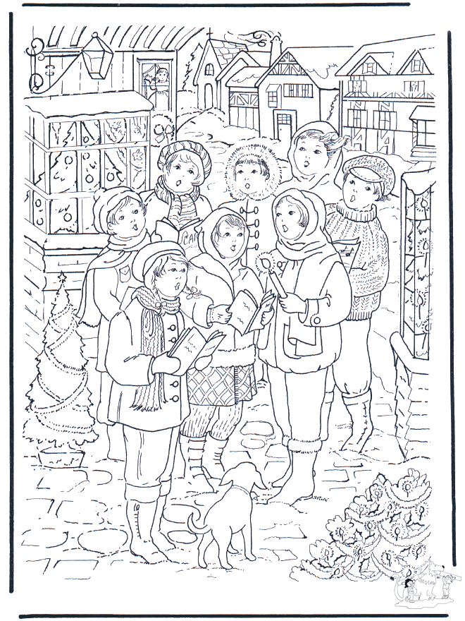 Singing at X-mas - Coloring pages Christmas