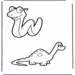 Animals coloring pages - Snake and dino