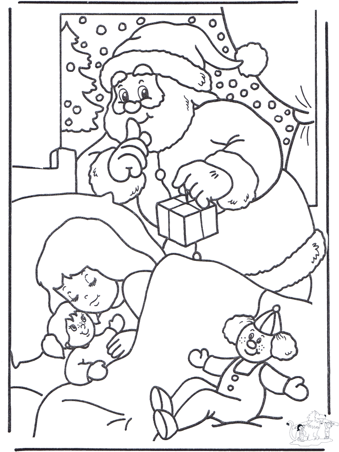 Sneaky Santa Claus  - Coloring pages Christmas