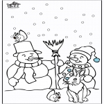 Winter coloring pages - Snowman 3