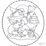 Winter coloring pages - Snowman stitching card