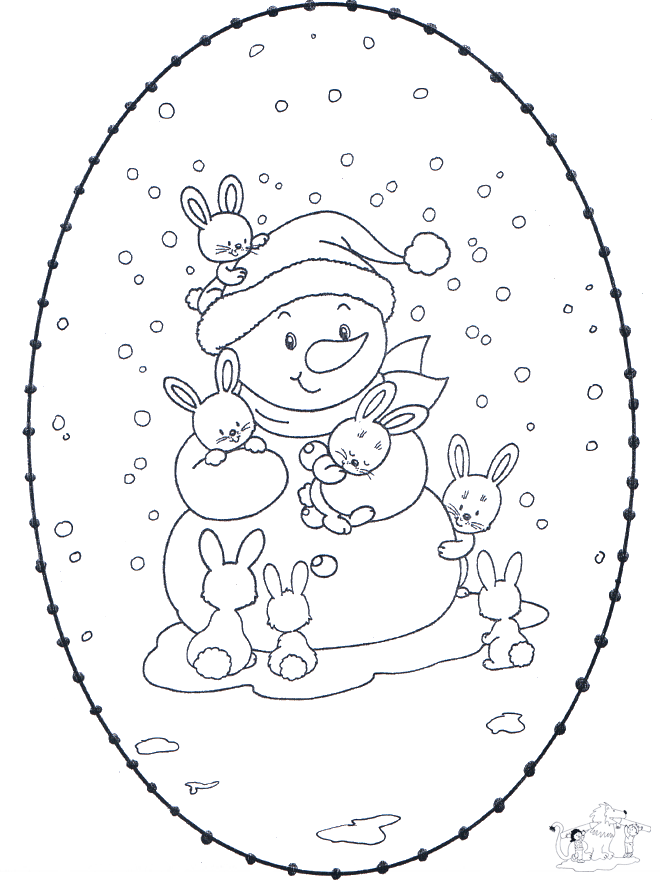 Snowman stitchingcard - Comic characters