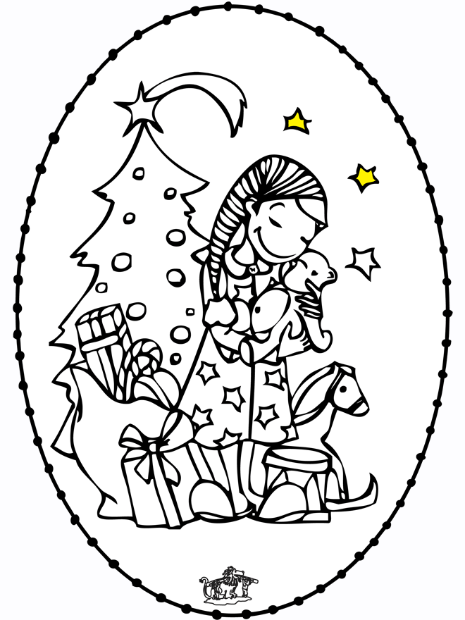Stitchingcard Girl and Christmastree - More