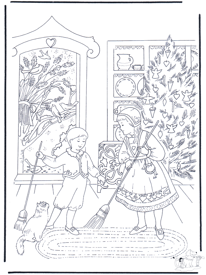 Sweeping at X-mas - Coloring pages Christmas