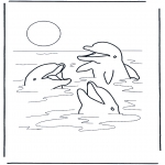 Animals coloring pages - Three dolphins