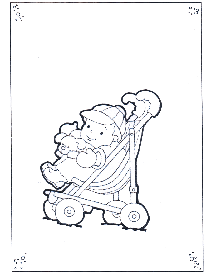 Toddler in buggy - Children coloring page