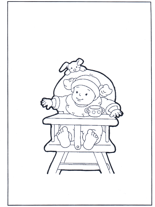 Toddler on chair - Children coloring page