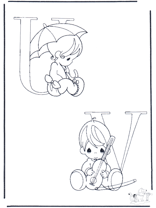 U and V - Alphabeth coloring pages