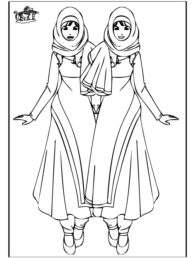 Warda girls - Children coloring page