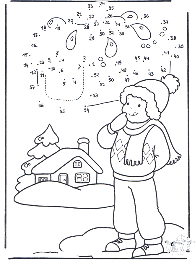 Winter number drawing 1 - in and around the house