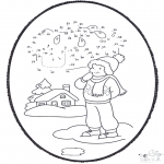 Winter coloring pages - Winter prickingcard 1