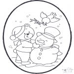 Winter coloring pages - Winter prickingcard 2