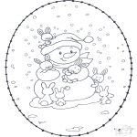 Winter coloring pages - Winter sticking card 1