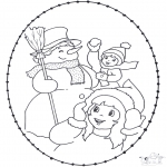 Winter coloring pages - Winter sticking card 2