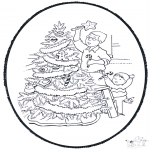 Christmas coloring pages - X-mas prickingcard 9