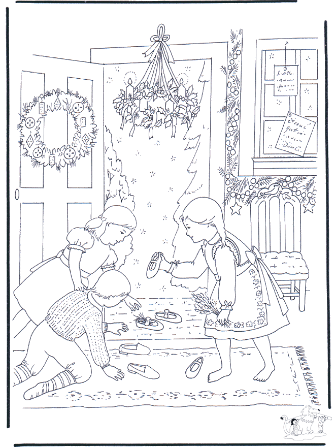 X-mas scene - Coloring pages Christmas