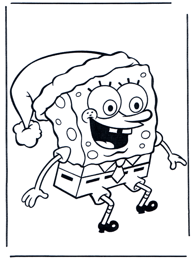 Spongebob Squarepants Black and White Kids Coloring Page 3